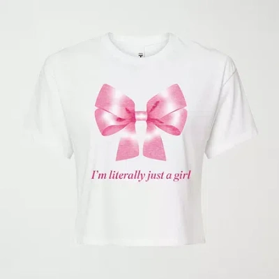 Novelty T-shirts Womens Juniors Crew Neck Short Sleeve Regular Fit Graphic T-shirt In White