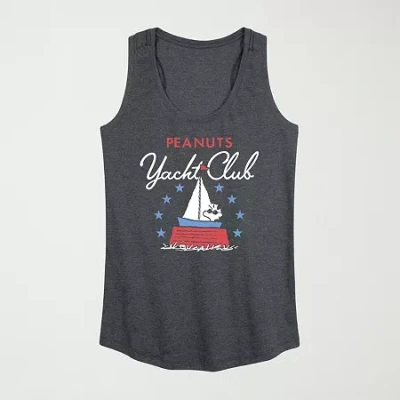 Novelty T-shirts Yacht Club Womens Scoop Neck Sleeveless Peanuts Tank Top In Gray