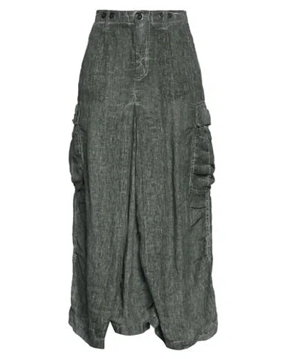 Novemb3r Woman Midi Skirt Military Green Size 29 Linen