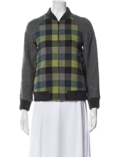 Pre-owned Novis Lambswool Plaid Print Bomber Jacket In Multi