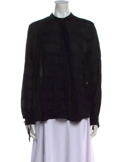 Pre-owned Novis Printed Mock Neck Blouse In Black