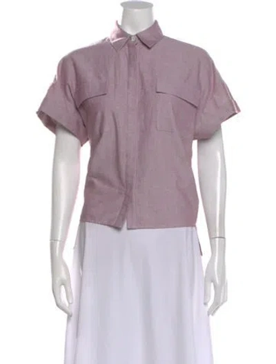 Pre-owned Novis Short Sleeve Button-up Top In Purple