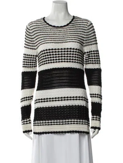 Pre-owned Novis Striped Crew Neck Top In White