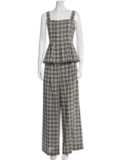 Pre-owned Novis Wool Plaid Print Pant Set In Black