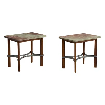 Pre-owned Novo Rumo , Side Tables, Wood, Metal, Marble, Brazil, 1960s In Brown