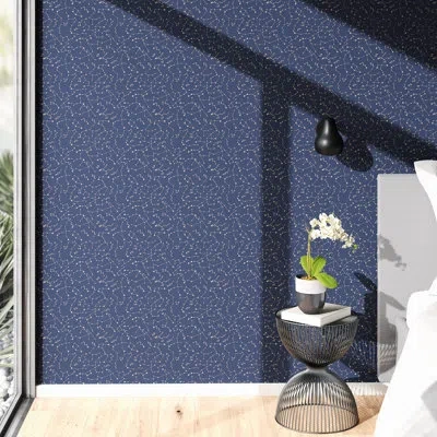 Novogratz 16.5' L X 20.5" W Metallic Peel And Stick Wallpaper Roll In Navy