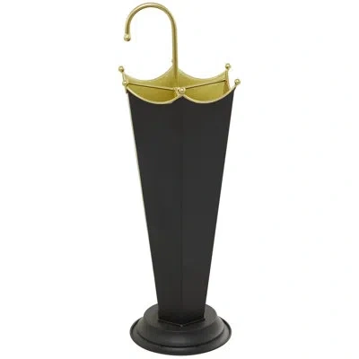 Novogratz Black Metal Abstract Abstract Upside Down Kitschy Umbrella Stand With Gold Handle In Black;gold