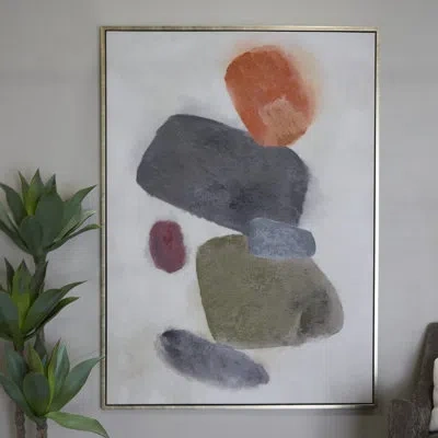 Novogratz Canvas Abstract Multi Colored Framed Wall Art With Silver Frame In Green;gray;orange