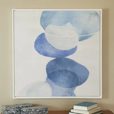 Novogratz Canvas Overlapping Circle Abstract Framed Wall Art With White Frame In Blue;white