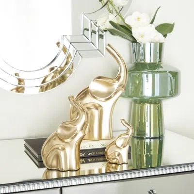 Novogratz Cole And Grey Glam Aluminum Sculpture Set Of 3 In Gold