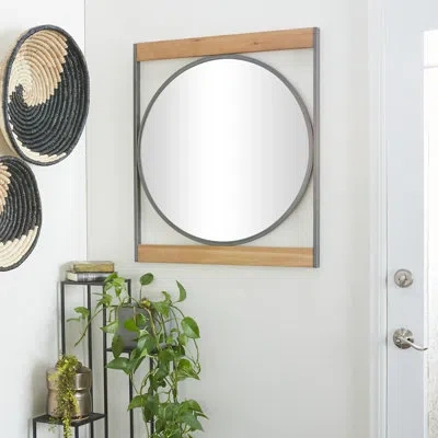 Novogratz Cole And Grey Industrial Wall Mirror In Brown