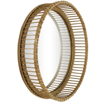 Novogratz Cole And Grey Modern Bamboo Weaved Rattan Wall Mirror In Brown