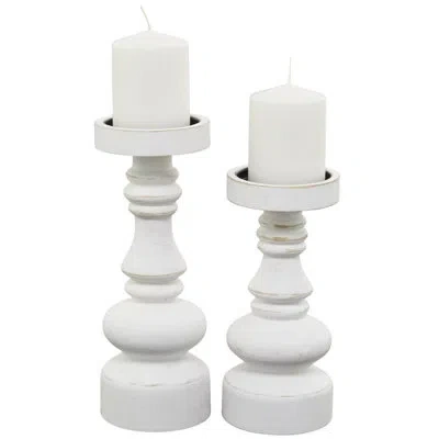 Novogratz Cole And Grey Traditional Wood Candle Holder In White