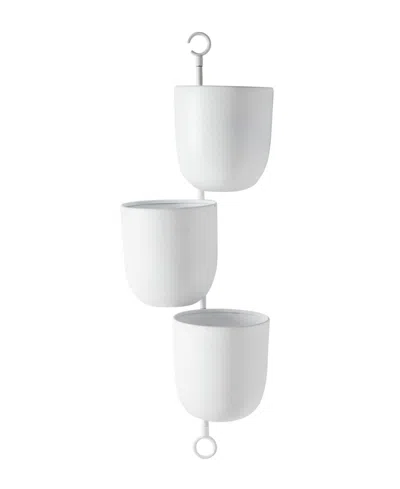 Novogratz Collection Contemporary Metal Hanging Wall Planter Rack In White