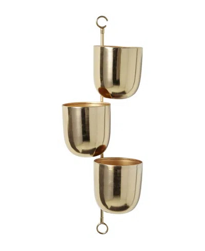Novogratz Collection Contemporary Metallic Hanging Wall Planter Rack In Gold-tone