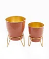 Novogratz Collection Metal Indoor Outdoor Planter With Removable Stand Set Of 2 In Pink