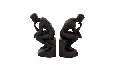 Novogratz Collection Polystone Retro Bookends, Set Of 2 In Black