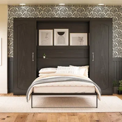 Novogratz Her Majesty Murphy Bed With Storage Cabinets In Black