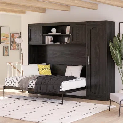 Novogratz Her Majesty Murphy Storage Bed With 1 Side Cabinet In Black