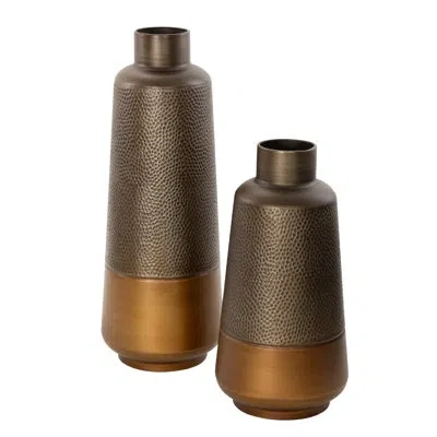 Novogratz Large, Tall Silver & Gold Textured Metal Vases | Set Of 2
