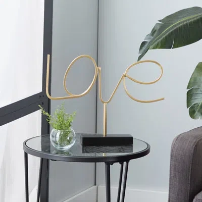 Novogratz Medium Gold Metal Love Sign Tabletop Decor, 18.05" X 13.25"