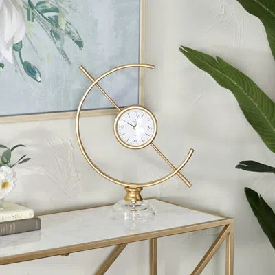 Novogratz Metal Decorative Gold Clock With Acrylic Base