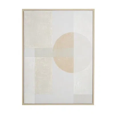 Novogratz Minimalist Mid Century Modern Abstract - Floater Frame Graphic Art On Canvas In Gray;cream