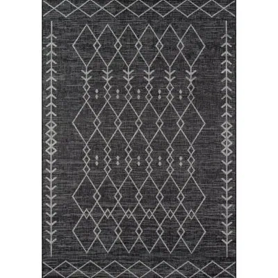 Novogratz Momeni Villa Monaco Moroccan Charcoal Area Rug In Charcoal,white