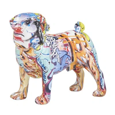 Novogratz Polystone Graffiti Bulldog Decorative Multi Colored Sculpture In Multicolor