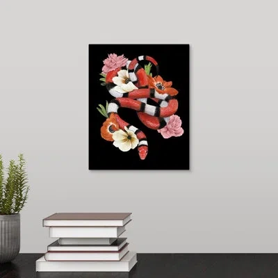 Novogratz 'red Sweet Serpent I' Framed Painting Print In Wrapped Canvas