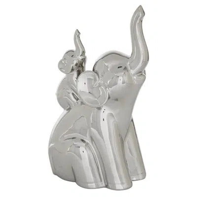 Novogratz Silver Porcelain Glam Sculpture, Elephant 11 X 5 X 7