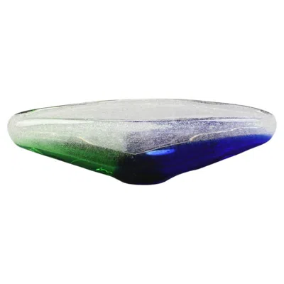 Pre-owned Novy Bor Glassworks Mid-century Czechoslovakian Novy Bor Blue And Green Art Glass Bowl, 1960s