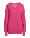 N.o.w. Andrea Rosati Cashmere N. O.w. Andrea Rosati Cashmere Woman Sweater Fuchsia Size L Cashmere, Wool, Viscose, Nylon In Pink