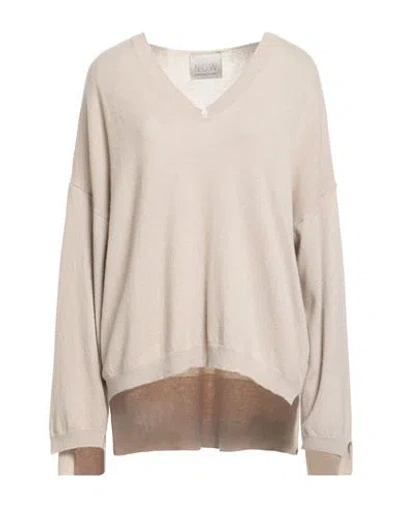 N.o.w. Andrea Rosati Cashmere N. O.w. Andrea Rosati Cashmere Woman Sweater Sand Size L Wool, Viscose, Cashmere, Nylon In Neutral