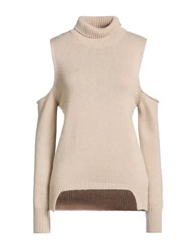 N.o.w. Andrea Rosati Cashmere N. O.w. Andrea Rosati Cashmere Woman Turtleneck Beige Size L Wool, Viscose, Cashmere, Nylon In Neutral
