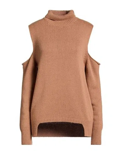 N.o.w. Andrea Rosati Cashmere N. O.w. Andrea Rosati Cashmere Woman Turtleneck Camel Size M Wool, Viscose, Cashmere, Nylon In Brown
