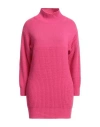 N.o.w. Andrea Rosati Cashmere N. O.w. Andrea Rosati Cashmere Woman Turtleneck Fuchsia Size L Cashmere, Viscose, Wool, Polyamide In Pink
