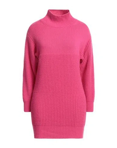 N.o.w. Andrea Rosati Cashmere N. O.w. Andrea Rosati Cashmere Woman Turtleneck Fuchsia Size L Cashmere, Viscose, Wool, Polyamide In Pink