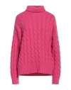 N.o.w. Andrea Rosati Cashmere N. O.w. Andrea Rosati Cashmere Woman Turtleneck Fuchsia Size L Cashmere, Viscose, Wool, Polyamide In Pink
