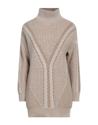 N.o.w. Andrea Rosati Cashmere N. O.w. Andrea Rosati Cashmere Woman Turtleneck Light Brown Size M Cashmere, Viscose, Wool, Polyamid In Beige