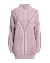 N.o.w. Andrea Rosati Cashmere N. O.w. Andrea Rosati Cashmere Woman Turtleneck Mauve Size L Cashmere, Viscose, Wool, Polyamide In Purple