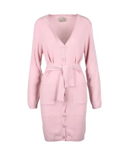 N.o.w. Andrea Rosati Long Pink Cardigan With V-neckline