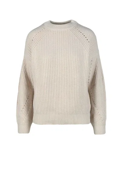N.o.w. Andrea Rosati Ribbed Knit Sweater With Subtle Open-knit Detailing In Brown