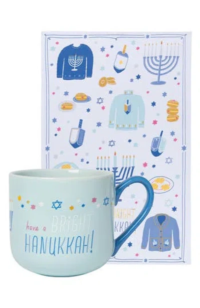 Now Designs Bright Hanukkah Mug & Dish Towel Set In Blue