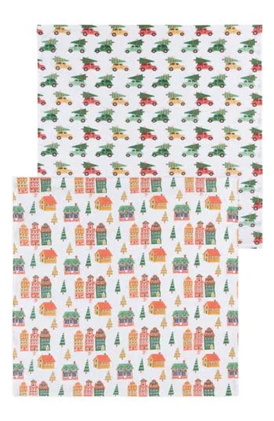 Now Designs Floursack Organic Cotton Tea Towels In Candy Cane Lane