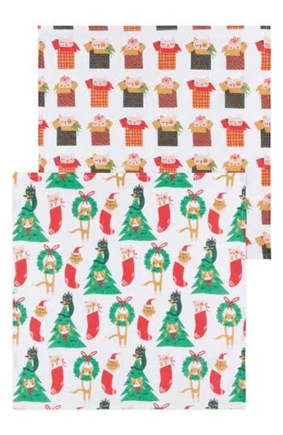 Now Designs Floursack Organic Cotton Tea Towels In Let It Meow