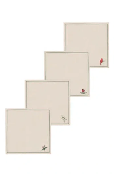 Now Designs Forest Birds Set Of 4 Napkins In Neutral