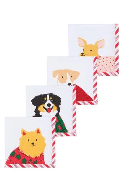 Now Designs Holiday Hounds Set Of 4 Cocktail Napkins In Multi