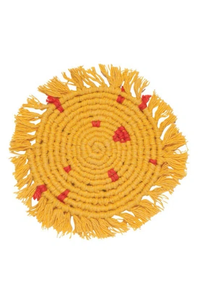 Now Designs Macramé Set Of 4 Coasters In Yellow
