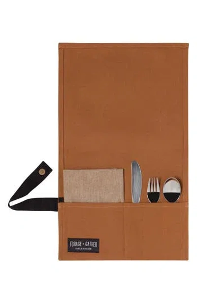 Now Designs On-the-go Roll-up Cutlery Set In Brown